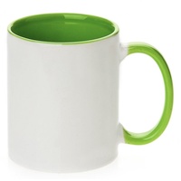 11oz White with Light Green Inner and handle Colour Sublimation Coffee Mugs