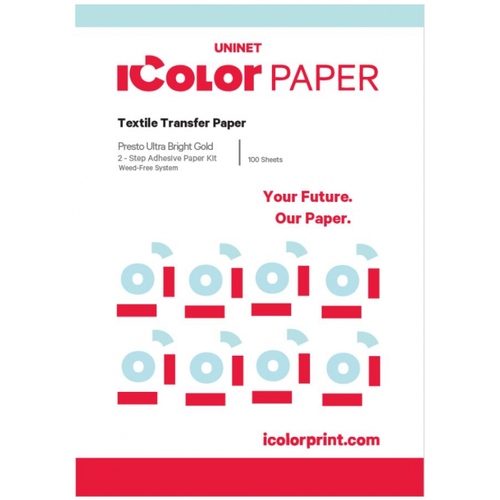 IColor Presto! Ultra Bright 2 Step Gold Metallic Transfer & Adhesive Paper Kit - A4 Size PK 100 pairs