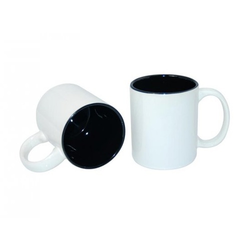 11oz White with Black Inner Colour Sublimation Coffee Mugs Carton of 36 Packed in Outer Carton