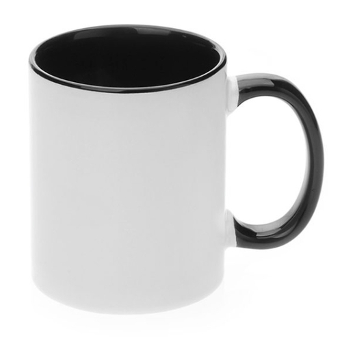 11oz White with Black Inner and Handle Colour Sublimation Coffee Mugs