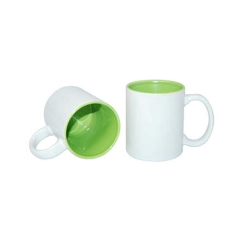 11oz White with Light Green Inner Colour Sublimation Coffee Mugs Box of 12