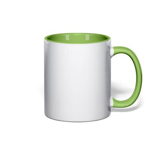 11oz White with Light Green Inner and Handle Sublimation Coffee Mugs Carton of 36
