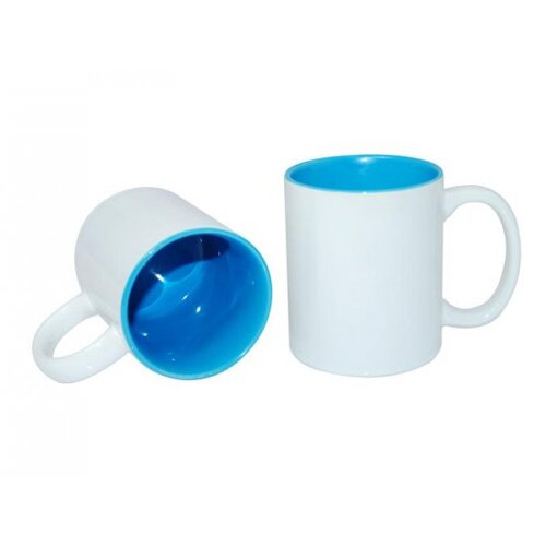 11oz White with Light Blue Inner Colour Sublimation Coffee Mugs Carton of 36