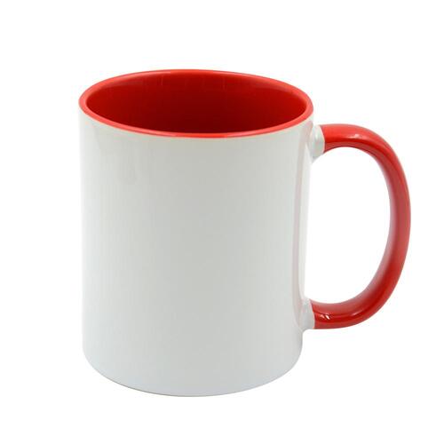 11oz White with Red Inner and Handle Sublimation Coffee Mugs Box of 12