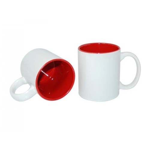 11oz White with Red Inner Colour Sublimation Coffee Mugs