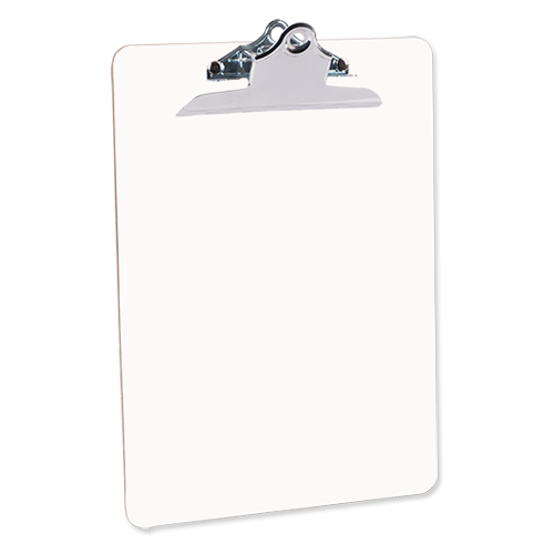 Unisub 1014 Gloss White Hardboard Clipboard with Raised Clip 9" x 12.5"