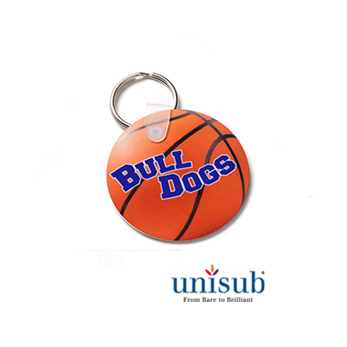 Unisub 4411 Gloss White Aluminium Round Keychain Double Sided 2"" Box of 50