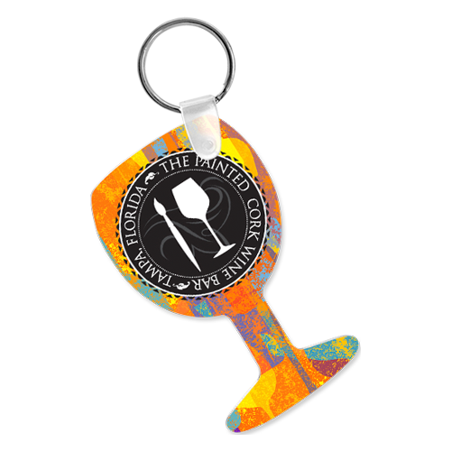 Unisub 4670 Semi-Gloss White Aluminium Key Chain - Wine Glass 2 Sided