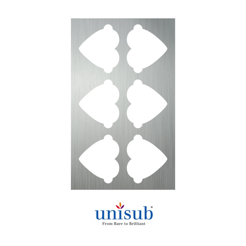 Unisub - Production Jig - 4868 Heart Ornament - Raw ALU 0.040"x14.000"x8.500" / 1.02mm x 355.60mm x 215.90mm