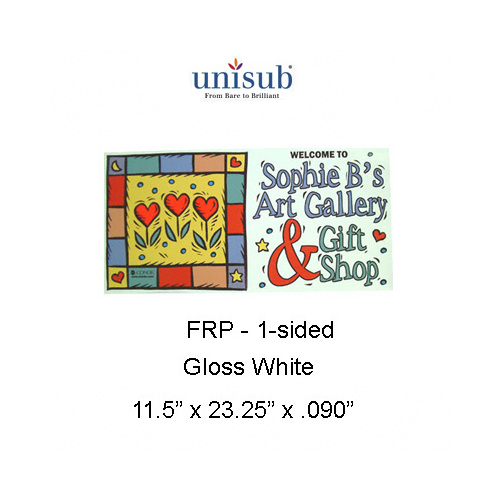 Unisub FRP Gloss White Sheet Stock - 292mm x 590mm x 2mm - 1-Sided Box of 10