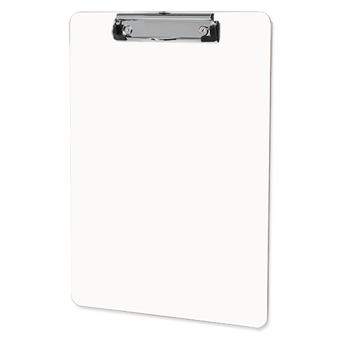 Unisub 5634 Gloss White Hardboard Clipboard w/Flatclip 229mm x 394mm